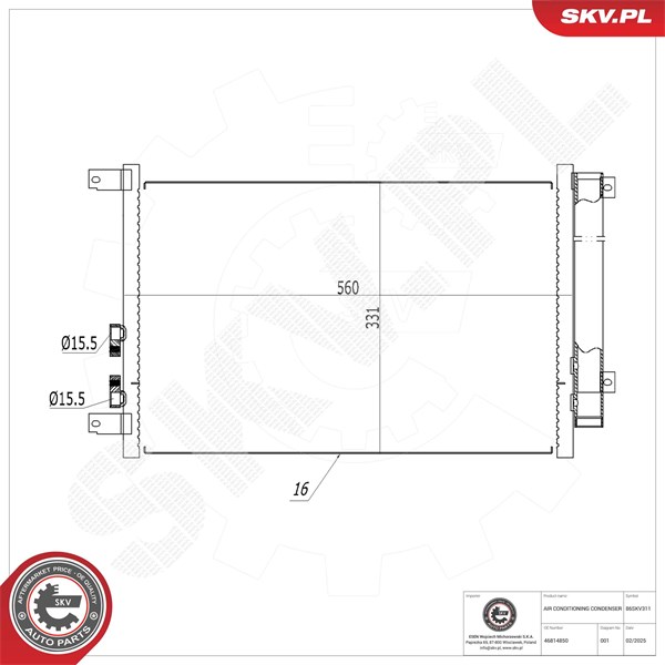 Kondensaattori, ilmastointilaite ESEN SKV ESEN SKV