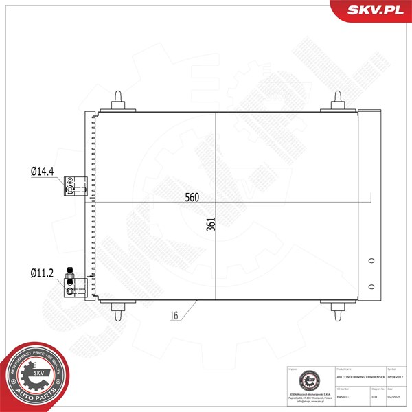 Kondensaattori, ilmastointilaite ESEN SKV ESEN SKV Kondensaattori, ilmastointilaite ESEN SKV ESEN SKV