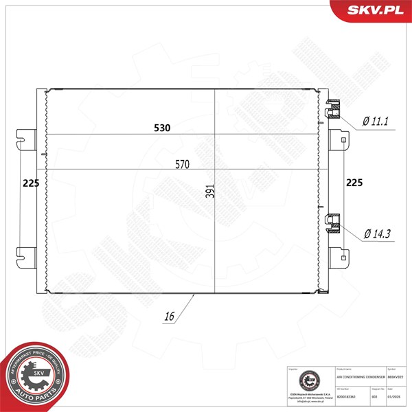 Kondensaattori, ilmastointilaite ESEN SKV ESEN SKV