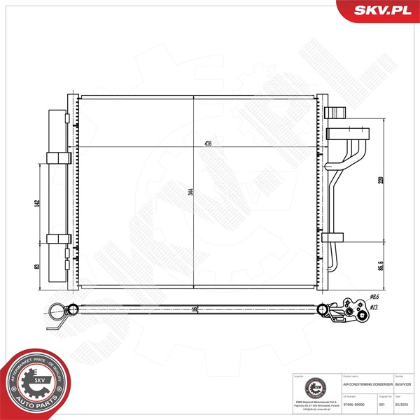 Kondensaattori, ilmastointilaite ESEN SKV ESEN SKV