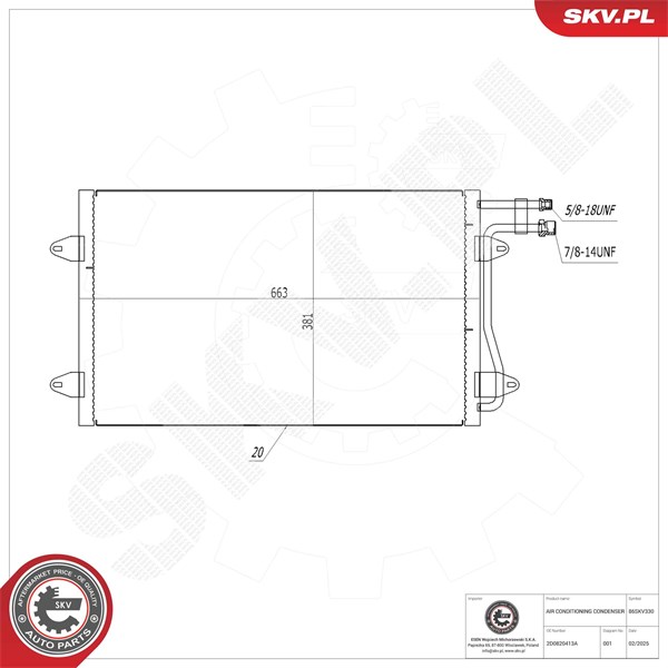 Kondensaattori, ilmastointilaite ESEN SKV ESEN SKV