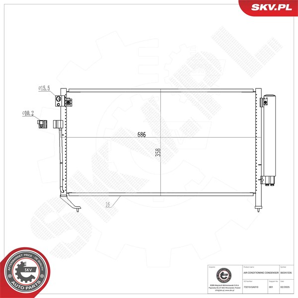 Kondensaattori, ilmastointilaite ESEN SKV ESEN SKV