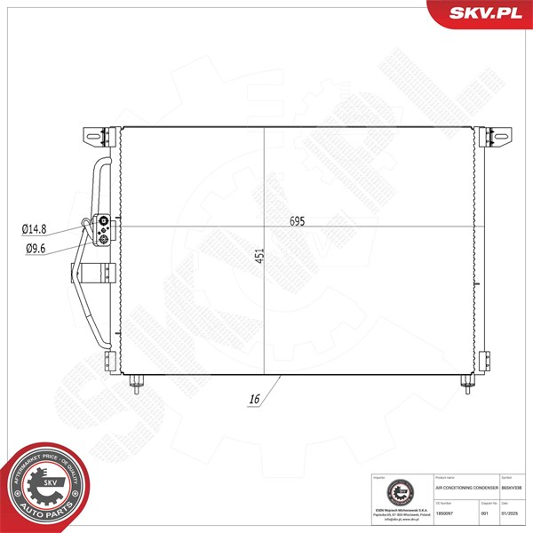 Kondensaattori, ilmastointilaite ESEN SKV ESEN SKV