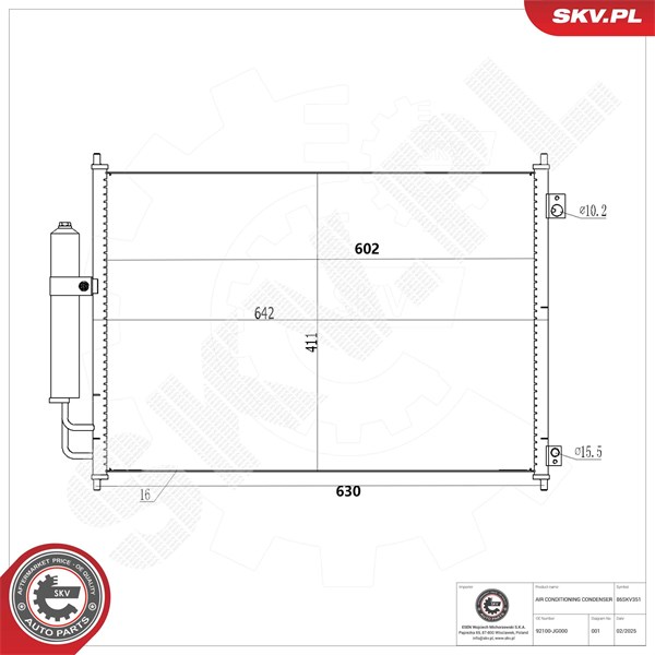 Kondensaattori, ilmastointilaite ESEN SKV ESEN SKV