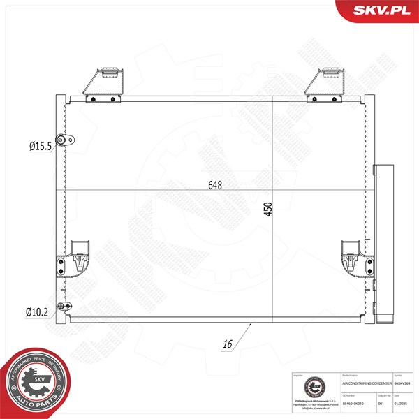 Kondensaattori, ilmastointilaite ESEN SKV ESEN SKV