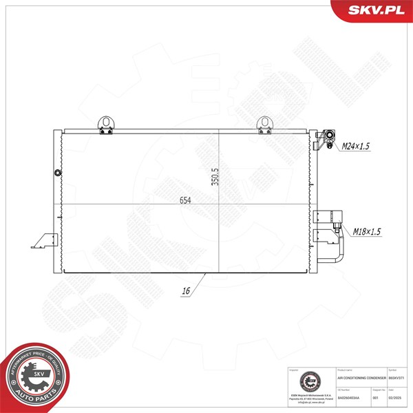 Kondensaattori, ilmastointilaite ESEN SKV ESEN SKV