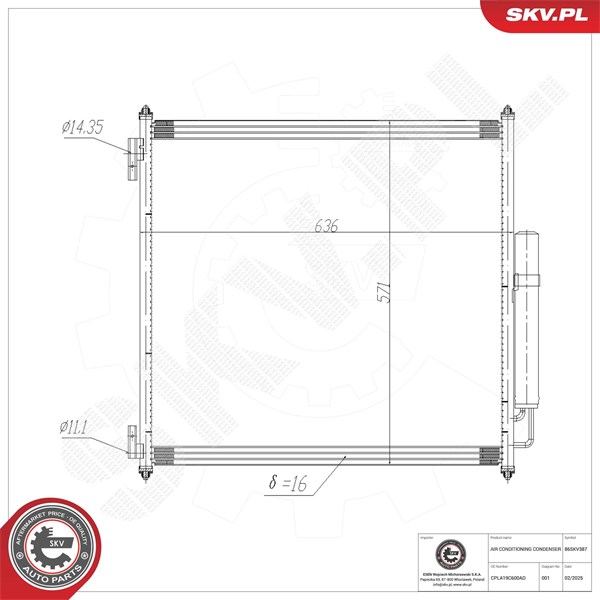 Kondensaattori, ilmastointilaite ESEN SKV ESEN SKV