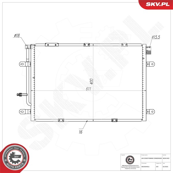 Kondensaattori, ilmastointilaite ESEN SKV ESEN SKV