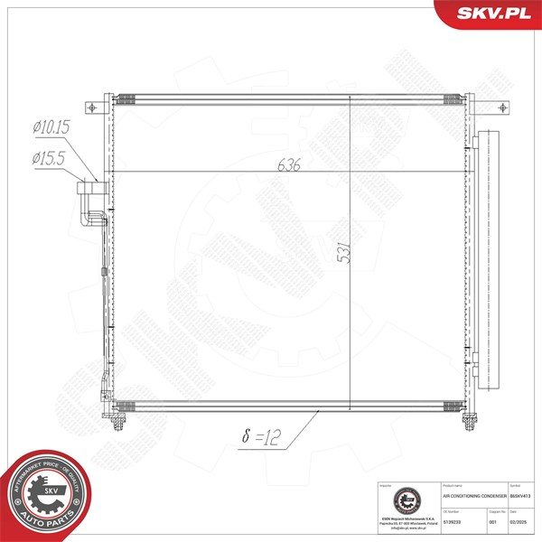Kondensaattori, ilmastointilaite ESEN SKV ESEN SKV