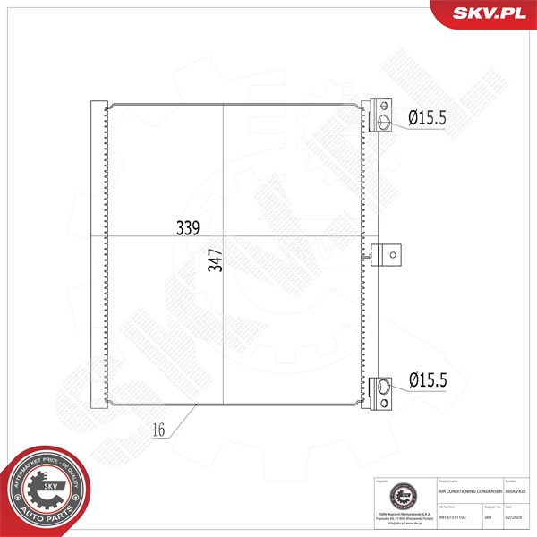 Kondensaattori, ilmastointilaite ESEN SKV ESEN SKV