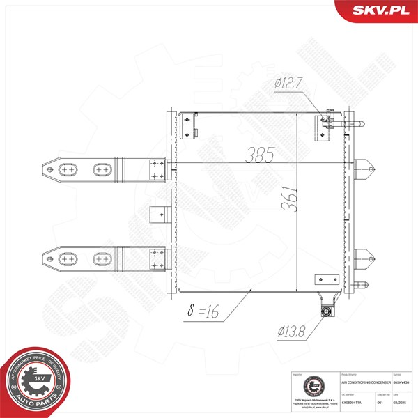 Kondensaattori, ilmastointilaite ESEN SKV ESEN SKV