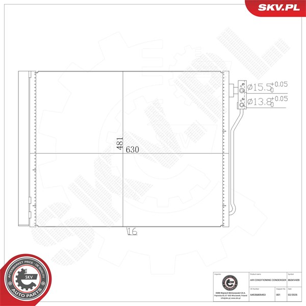 Kondensaattori, ilmastointilaite ESEN SKV ESEN SKV