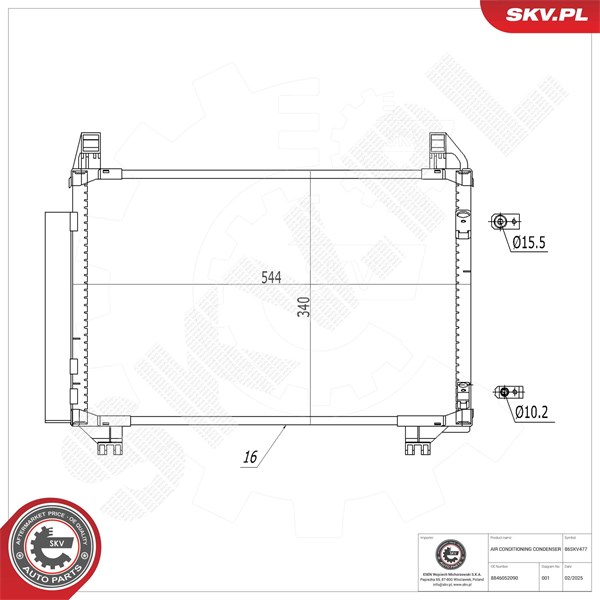 Kondensaattori, ilmastointilaite ESEN SKV ESEN SKV
