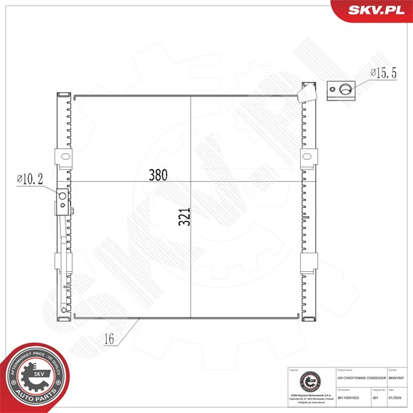 Kondensaattori, ilmastointilaite ESEN SKV ESEN SKV