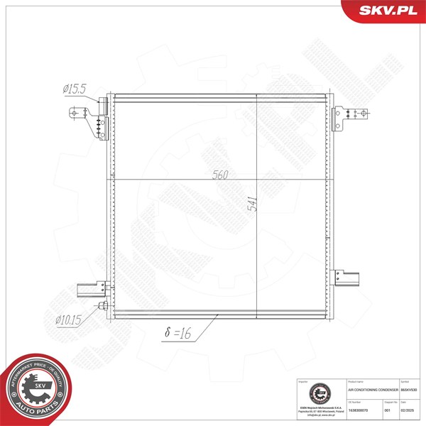 Kondensaattori, ilmastointilaite ESEN SKV ESEN SKV