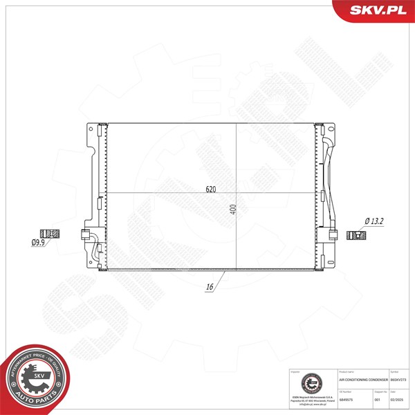 Kondensaattori, ilmastointilaite ESEN SKV ESEN SKV Kondensaattori, ilmastointilaite ESEN SKV ESEN SKV