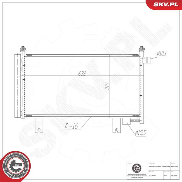 Kondensaattori, ilmastointilaite ESEN SKV ESEN SKV Kondensaattori, ilmastointilaite ESEN SKV ESEN SKV