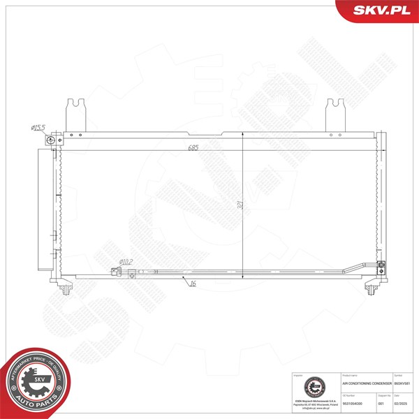 Kondensaattori, ilmastointilaite ESEN SKV ESEN SKV