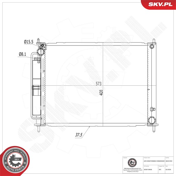 Kondensaattori, ilmastointilaite ESEN SKV ESEN SKV