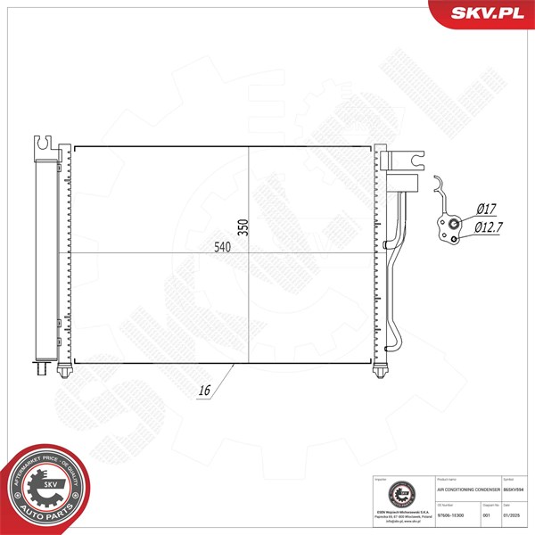Kondensaattori, ilmastointilaite ESEN SKV ESEN SKV