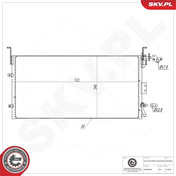 Kondensaattori, ilmastointilaite ESEN SKV ESEN SKV