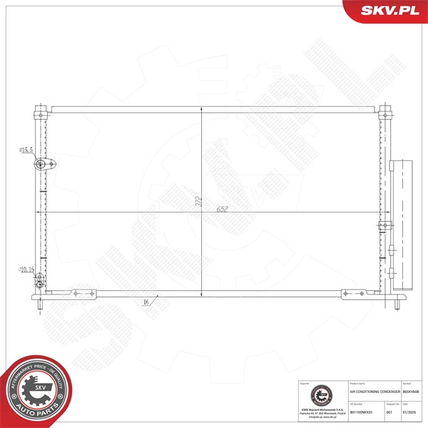 Kondensaattori, ilmastointilaite ESEN SKV ESEN SKV Kondensaattori, ilmastointilaite ESEN SKV ESEN SKV