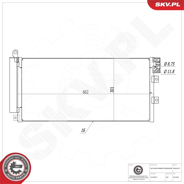 Kondensaattori, ilmastointilaite ESEN SKV ESEN SKV