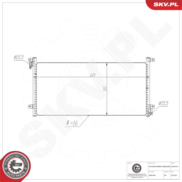 Kondensaattori, ilmastointilaite ESEN SKV ESEN SKV
