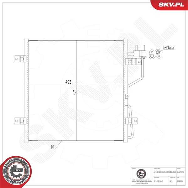 Kondensaattori, ilmastointilaite ESEN SKV ESEN SKV