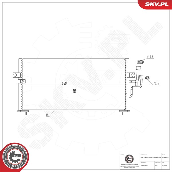 Kondensaattori, ilmastointilaite ESEN SKV ESEN SKV Kondensaattori, ilmastointilaite ESEN SKV ESEN SKV