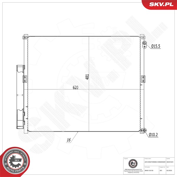 Kondensaattori, ilmastointilaite ESEN SKV ESEN SKV Kondensaattori, ilmastointilaite ESEN SKV ESEN SKV