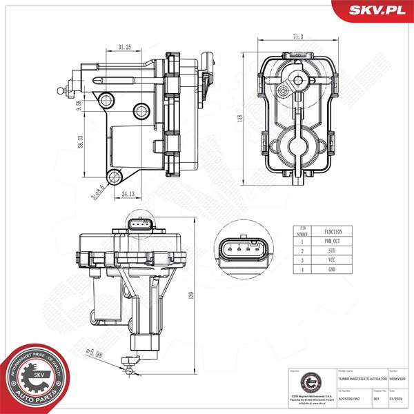 Säätöventtiili, ahtopaine ESEN SKV ESEN SKV