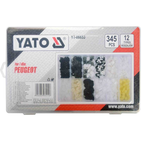 Peugeot-klipsien valikoima 345 kpl YATO Yato