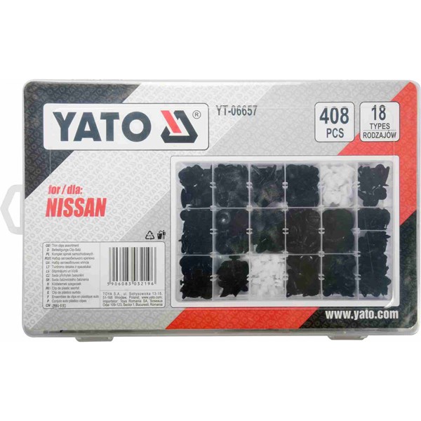 Nissan-klipsien lajitelma, 408 kpl YATO Yato