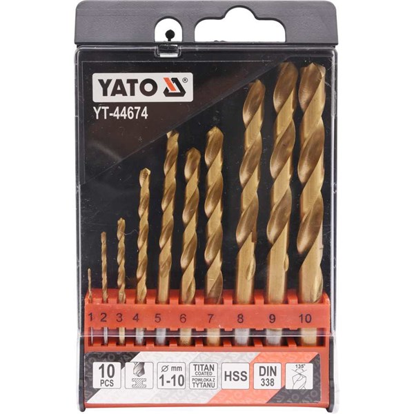 Metalliporanteräsarja HSS 10 kpl 1-10 mm YATO Yato