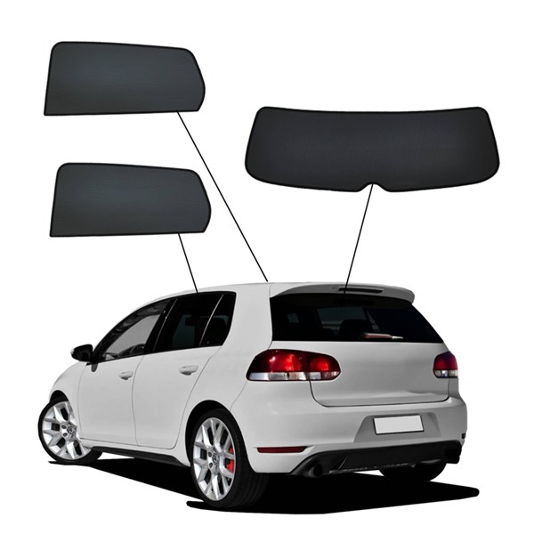 Aurinkosuojat SunClip VW Golf VI 2008–2014 3 osaa taka musta, Tak SunClip