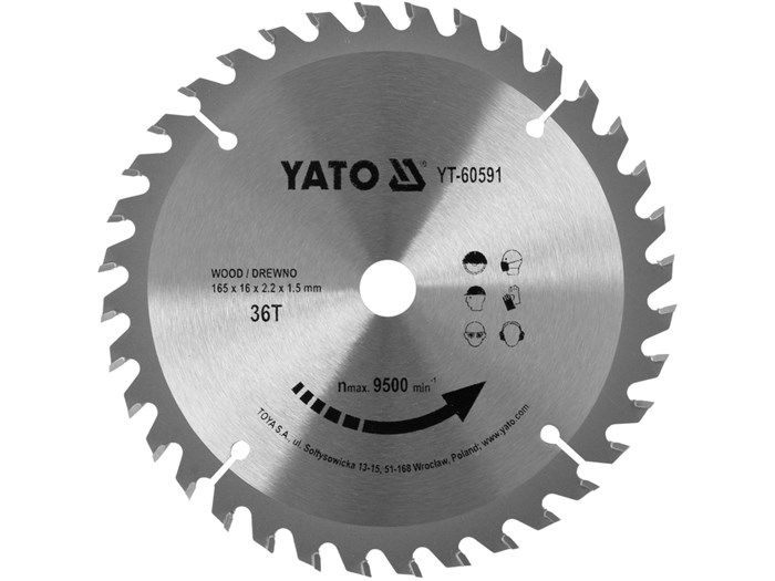 TCT-klinga f&ouml;r tr&auml; 165x36T x16 mm YATO - 2495582