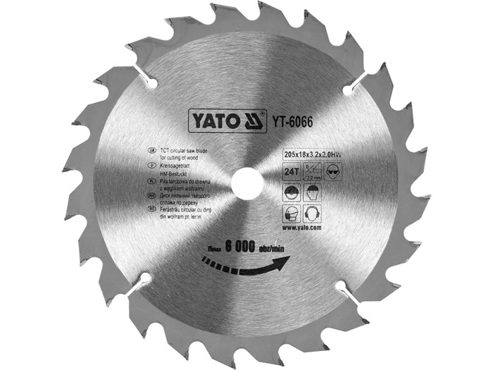 TCT-klinga f&ouml;r tr&auml; 205x24T x18 mm YATO - 2494829