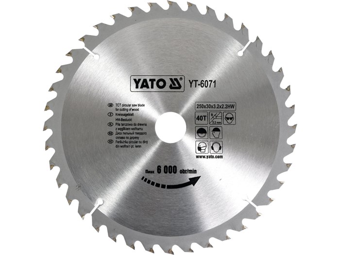 TCT-terä puulle 250x40T x30 mm YATO Yato