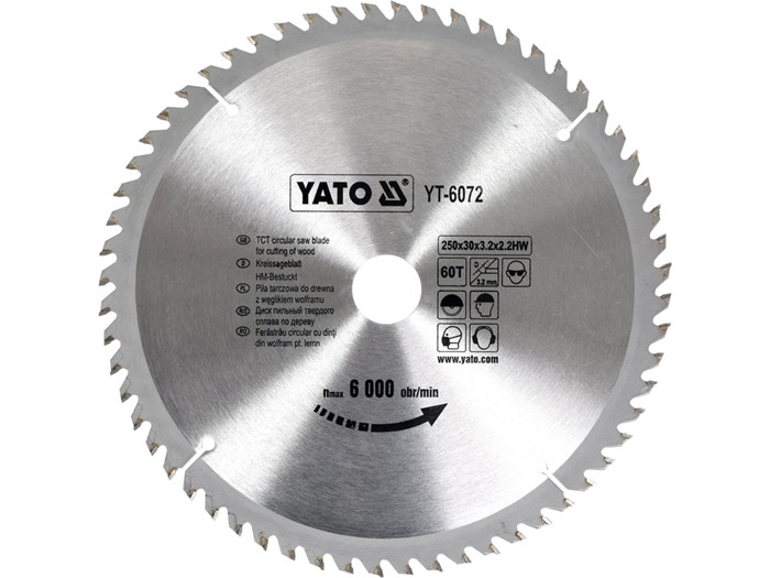 TCT-klinga f&ouml;r tr&auml; 250x60T x30 mm YATO - 2495214