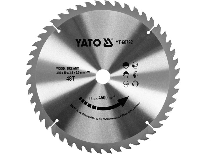 TCT-klinga f&ouml;r tr&auml; 315x48T x30 mm YATO - 2495270