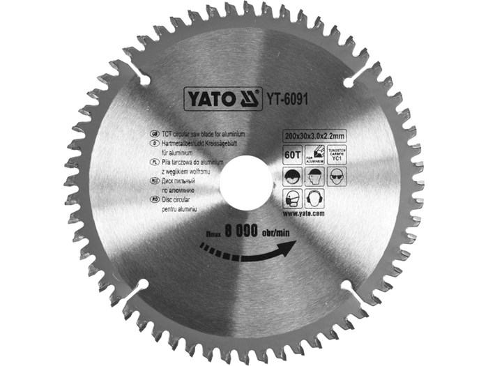 TCT-klinga f&ouml;r aluminium 200x60T x30 mm YATO - 2495217