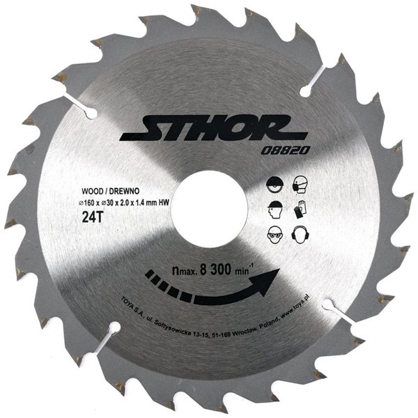 Kovametallisahanterä 160 mm 24T reikä 30 mm STHOR STHOR