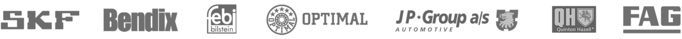 Autonosien valmistajien logot: SKF, Bendix, Febi Bilstein, Optimal, JP Group, Quinton Hazell, FAG