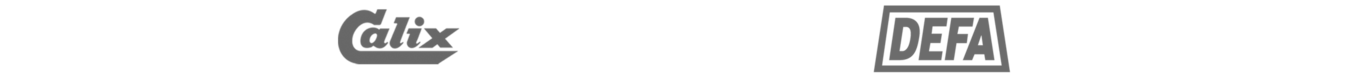 Moottorinlämmittimien valmistajien logot: Calix, DEFA