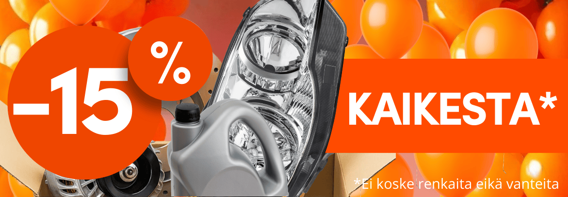 15% alennus kaikesta, Ei koske renkaita eikä vanteita